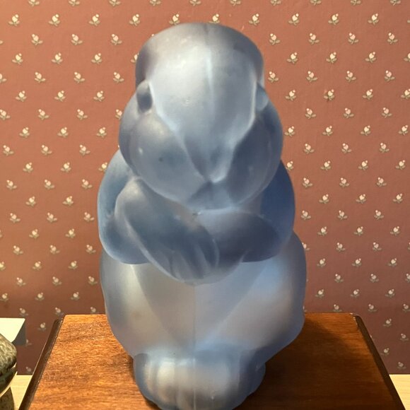 Vintage Paden City Glass Frosted Blue Rabbit Cotton Ball Holder 1930’s - Picture 10 of 10